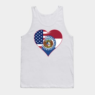 State of Missouri Flag and American Flag Fusion Design Tank Top